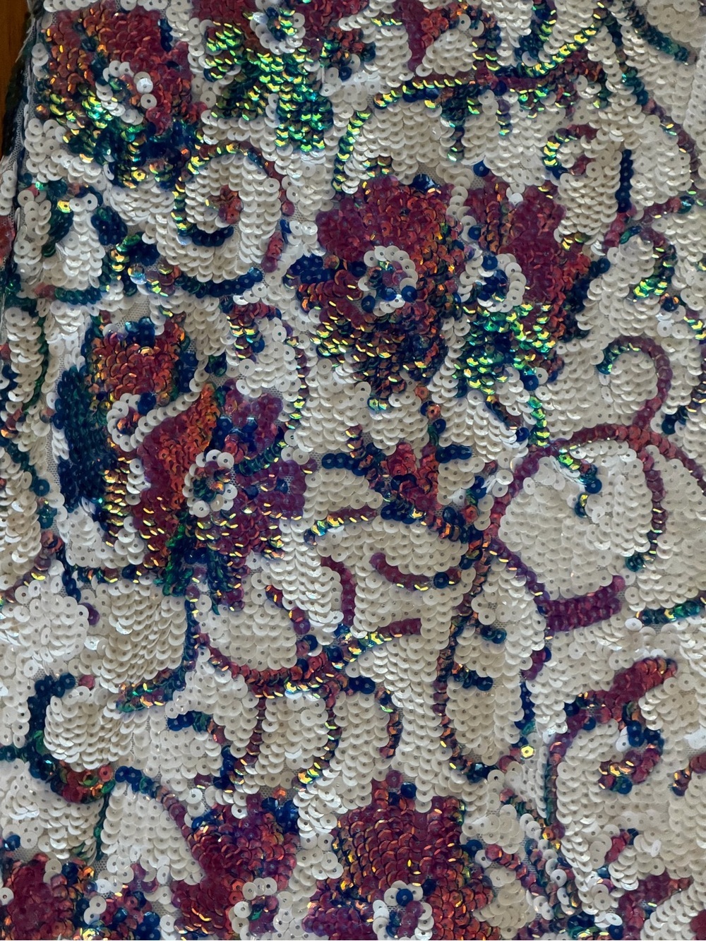 JOVANI White Multi One-Shoulder Sequin Floral Mini Dress Asymmetrical Slit 10 - Picture 4 of 9